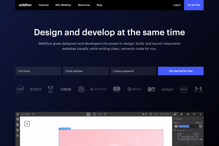 Webflow website preview